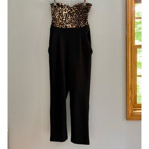 Express Leopard Strapless Jumpsuit